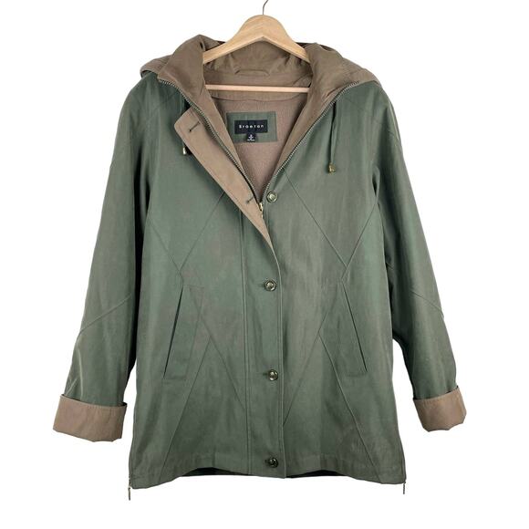 Vintage Green Hooded Jacket Windbreaker with Fleece Liner - Size S - Picture 1 of 13